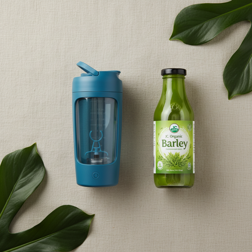 Blue Shaker with Organic Barley Drink