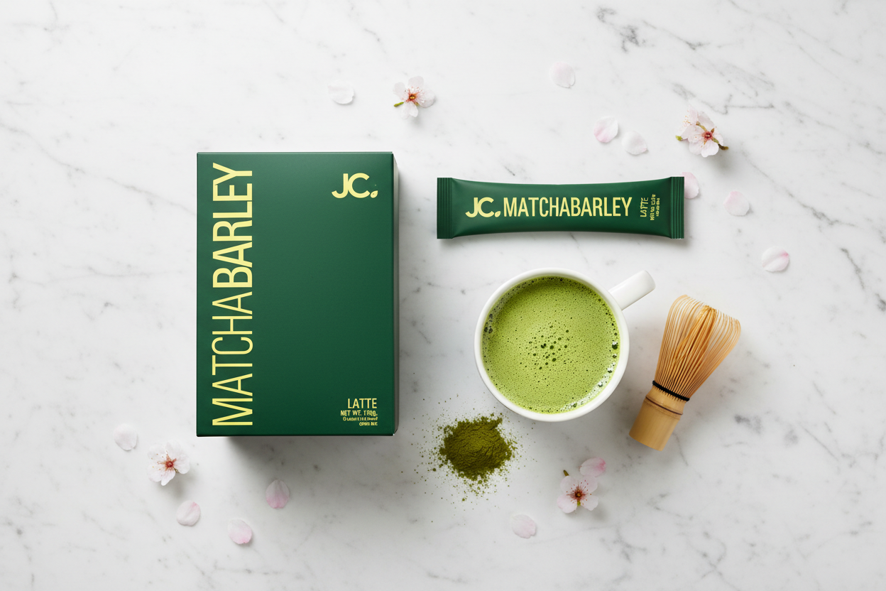 JC Matcha Barley Latte - Flat Lay
