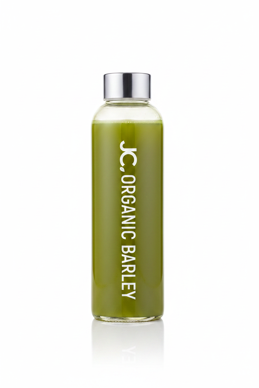 JC. Organic Barley Bottle - White Background