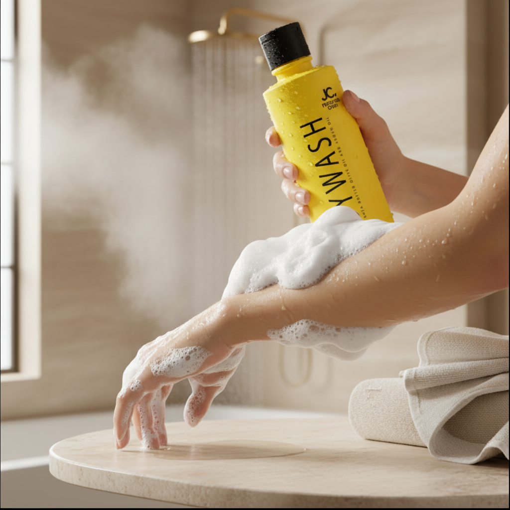 Lathering in shower